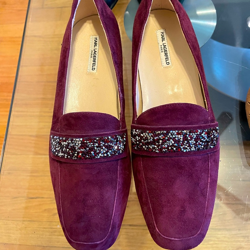 Karl Lagerfeld Burgundy Suede Loafer